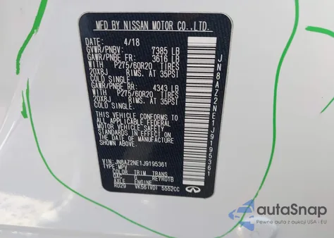 2018 Infiniti Qx80 из США, поврежденный, VIN JN8AZ2NE1J9195361